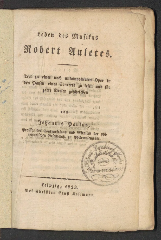 Leben des Musikus Robert Auletus