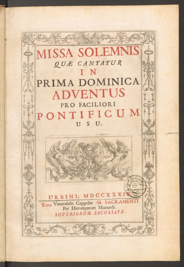 MISSA SOLEMNIS QUAE CANTATUR IN PRIMA DOMINICA ADVENTUS
