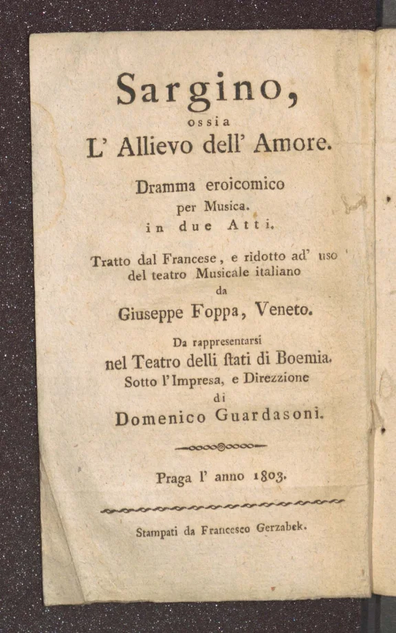 Sargino, ossia L'Allievo dell' Amore