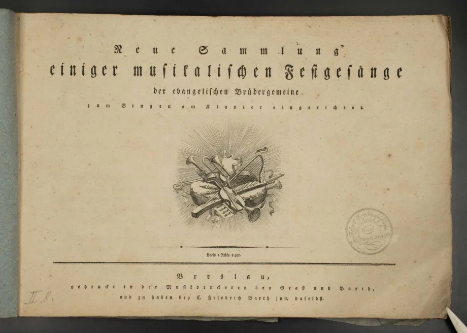 Neue Sammlung einiger musikalischen Festgesänge der evangelischen Brüdergemeine zum Singen am Klavier eingerichtet