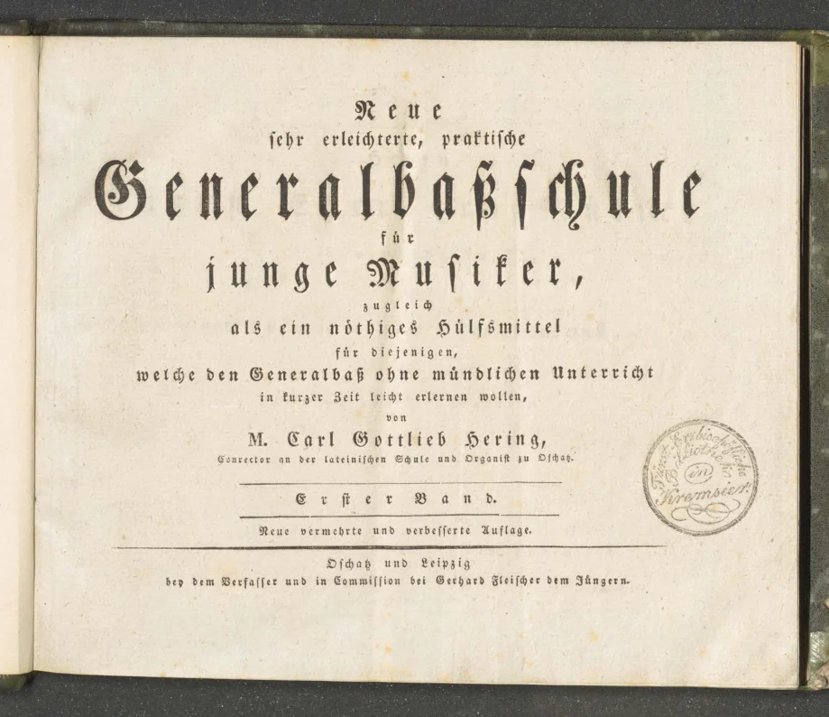 Neue sehr erleichterte, praktische Generalbasschule für junge Musiker