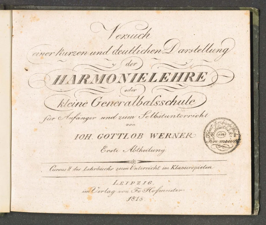 Versuch einer kurzen und deutlichen Darstellung der HARMONIELEHRE oder kleine Generalbassschule