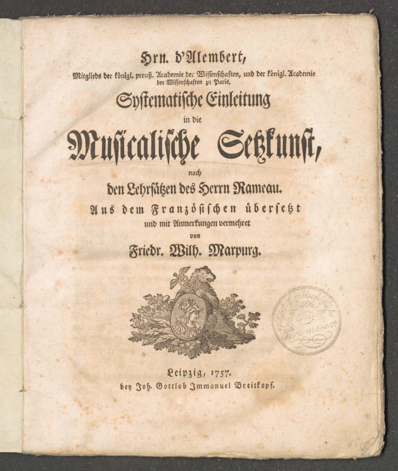 Systematische Einleitung in die Musicalische Setzkunst nach den Lehrsätzen des Herrn Rameau